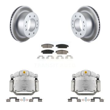 Rear Brake Caliper Coat Rotor & Ceramic Pad Kit For 2011 Chevrolet Silverado 1500 Hybrid KCG-100180C