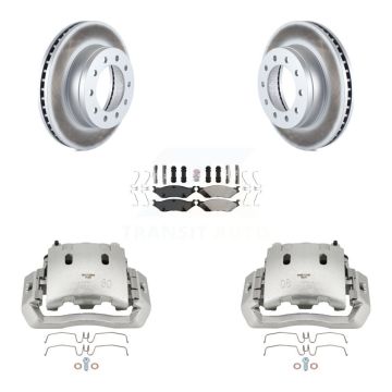 Front Brake Caliper Coat Rotor And Semi-Metallic Pad Kit For Ford F-450 Super Duty F-550 KCG-100182N