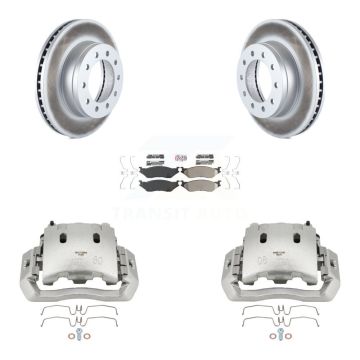 Front Brake Caliper Coat Rotor And Semi-Metallic Pad Kit For Ford F-450 Super Duty F-550 KCG-100183N