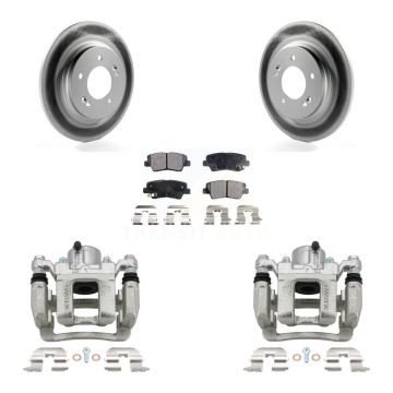 Rear Disc Brake Caliper Coated Rotors And Semi-Metallic Pad Kit For 2013 Kia Optima 2.4L KCG-100186P