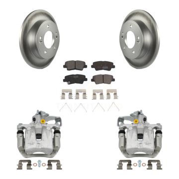 Rear Disc Brake Caliper Coated Rotor And Ceramic Pad Kit For Hyundai Veloster Elantra GT KCG-100186T