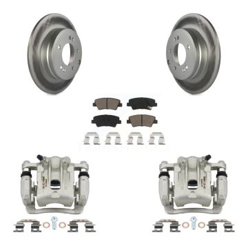Rear Brake Caliper Coat Rotor & Ceramic Pad Kit For Kia Optima With Manual Parking KCG-100187C