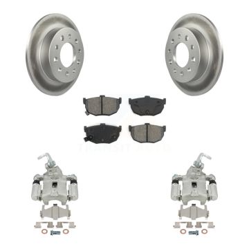 Rear Disc Brake Caliper Coated Rotors And Semi-Metallic Pads Kit For Hyundai Tiburon KCG-100187S