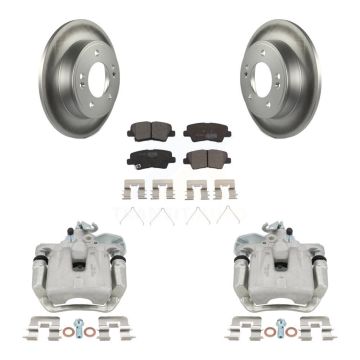 Rear Disc Brake Caliper Coated Rotors And Ceramic Pads Kit For 2017-2018 Kia Soul KCG-100187T