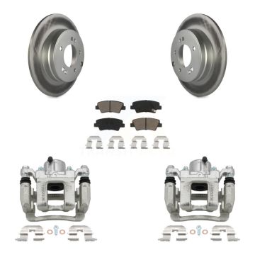 Rear Brake Caliper Coat Rotor & Ceramic Pad Kit For Kia Optima With Manual Parking KCG-100188C