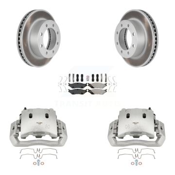 Front Disc Brake Caliper Coat Rotors And Semi-Metallic Pad Kit For Ford F-450 Super Duty KCG-100188N