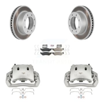 Front Disc Brake Caliper Coat Rotors And Semi-Metallic Pad Kit For Ford F-450 Super Duty KCG-100189N