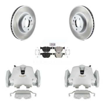 Front Disc Brake Caliper Coated Rotors And Semi-Metallic Pads Kit For BMW X5 X6 KCG-100190N