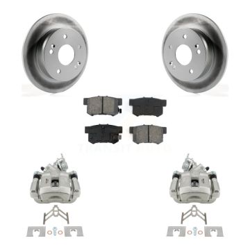 Rear Disc Brake Caliper Coat Rotor Semi-Metallic Pad Kit For 1998-2002 Honda Accord 3.0L KCG-100193S
