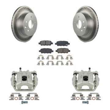 Rear Disc Brake Caliper Coat Rotor Semi-Metallic Pad Kit For Nissan Rogue X-Trail Select KCG-100195S