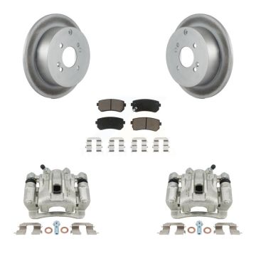 Rear Brake Caliper Coat Rotors Ceramic Pad Kit For 2006-2007 Hyundai Accent Kia Rio5 Rio KCG-100197C