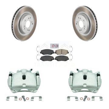 Front Disc Brake Caliper Coated Rotors And Ceramic Pads Kit For 2012-2016 Honda CR-V FWD KCG-100197N