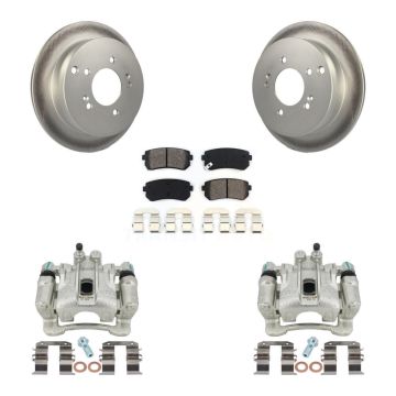 Rear Brake Caliper Coat Rotors Semi-Metallic Pad Kit For Hyundai Tucson Kia Sportage AWD KCG-100199S