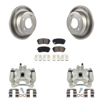 Rear Brake Caliper Coat Rotors Semi-Metallic Pad Kit For Hyundai Tucson Kia Sportage FWD KCG-100200S