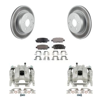 Rear Brake Caliper Coat Rotor Ceramic Pad Kit For INFINITI G37 QX50 Nissan 370Z EX37 G25 KCG-100202T