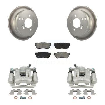 Rear Disc Brake Caliper Coat Rotors Semi-Metallic Pad Kit For 2001-2006 Hyundai Santa Fe KCG-100203S