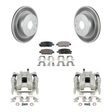 Rear Disc Brake Caliper Coated Rotors And Ceramic Pads Kit For 2008-2012 INFINITI EX35 KCG-100203T