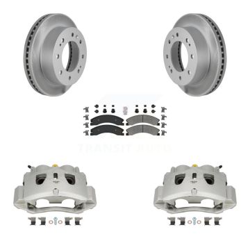 Front Brake Caliper Coat Rotors & Semi-Metallic Pad Kit For GMC Chevrolet Sierra 2500 HD KCG-100204N