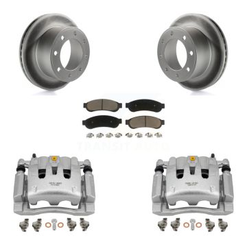 Rear Disc Brake Caliper Coated Rotor And Ceramic Pad Kit For Ford F-250 Super Duty F-350 KCG-100206C