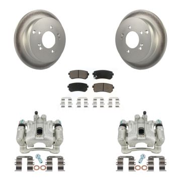 Rear Disc Brake Caliper Coat Rotor & Ceramic Pad Kit For Hyundai Tucson Kia Sportage AWD KCG-100207C