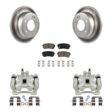 Rear Disc Brake Caliper Coat Rotor & Ceramic Pad Kit For Hyundai Tucson Kia Sportage FWD KCG-100208C