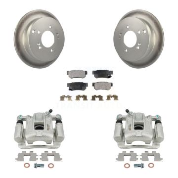Rear Disc Brake Caliper Coat Rotors Semi-Metallic Pad Kit For 2001-2006 Hyundai Santa Fe KCG-100210P