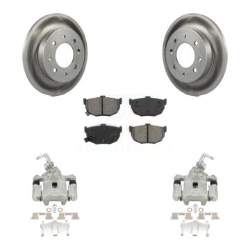 Rear Disc Brake Caliper Coated Rotors And Semi-Metallic Pad Kit For Kia Spectra Spectra5 KCG-100210S