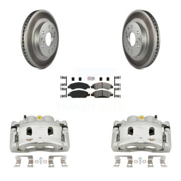 Front Brake Caliper Coat Rotor Semi-Metallic Pad Kit For GMC Sierra 1500 Chevrolet Tahoe KCG-100211N