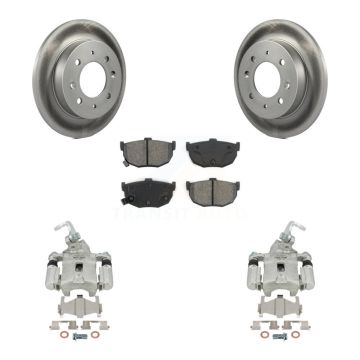 Rear Disc Brake Caliper Coated Rotors And Semi-Metallic Pad Kit For Kia Spectra Spectra5 KCG-100211S