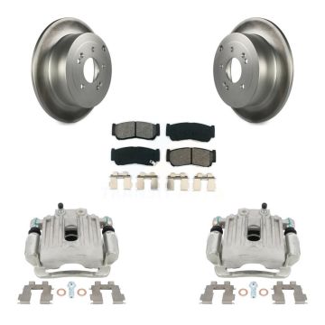 Rear Disc Brake Caliper Coat Rotors Semi-Metallic Pad Kit For 2007-2009 Hyundai Santa Fe KCG-100214S