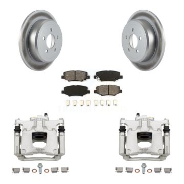 Rear Disc Brake Caliper Coat Rotors & Semi-Metallic Pad Kit For Jeep Liberty Dodge Nitro KCG-100216S