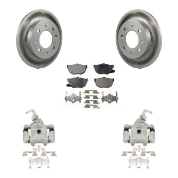 Rear Disc Brake Caliper Coated Rotors And Semi-Metallic Pad Kit For Kia Spectra Spectra5 KCG-100217P