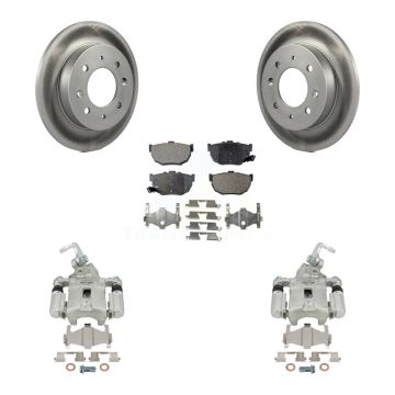 Rear Disc Brake Caliper Coated Rotors And Semi-Metallic Pad Kit For Kia Spectra Spectra5 KCG-100218P