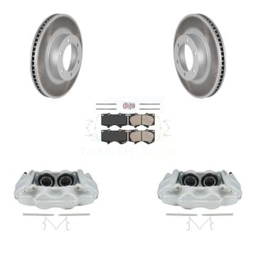 Front Disc Brake Caliper Coated Rotors And Ceramic Pads Kit For 2003-2009 Lexus GX470 KCG-100219N