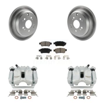 Rear Disc Brake Caliper Coated Rotors And Ceramic Pads Kit For 2005-2010 Honda Odyssey KCG-100223C