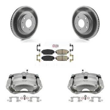Front Disc Brake Caliper Coated Rotors And Ceramic Pads Kit For 2016-2018 Mazda CX-3 FWD KCG-100224N