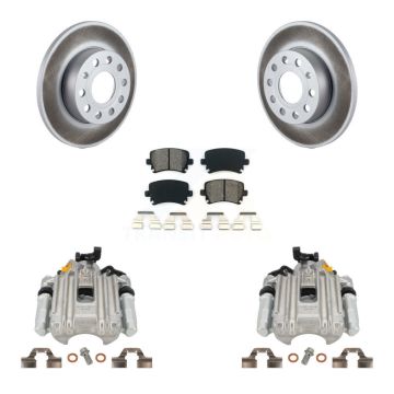 Rear Disc Brake Caliper Coated Rotors And Semi-Metallic Pads Kit For Volkswagen Jetta KCG-100225S