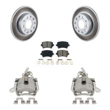 Rear Disc Brake Caliper Coat Rotor And Semi-Metallic Pad Kit For Volkswagen Jetta Rabbit KCG-100226S