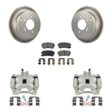 Rear Disc Brake Caliper Coat Rotor & Ceramic Pad Kit For Hyundai Tucson Kia Sportage AWD KCG-100226T