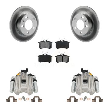 Rear Disc Brake Caliper Coat Rotors Semi-Metallic Pad Kit For Volkswagen Jetta Golf City KCG-100227S