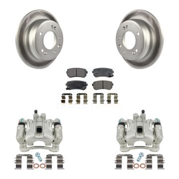 Rear Disc Brake Caliper Coat Rotor & Ceramic Pad Kit For Hyundai Tucson Kia Sportage FWD KCG-100227T
