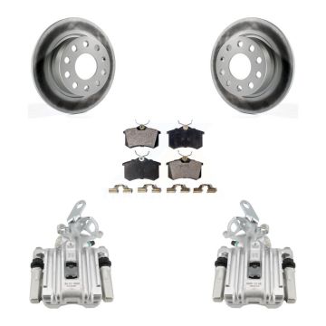 Rear Brake Caliper Coat Rotors Semi-Metallic Pad Kit For Volkswagen Jetta Beetle Audi A3 KCG-100230P