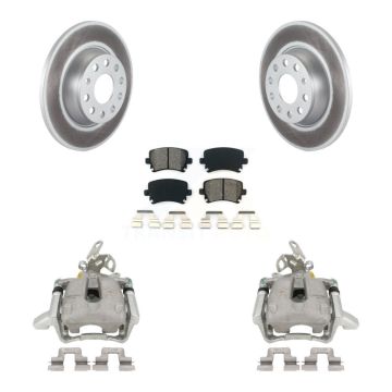 Rear Brake Caliper Coat Rotor And Semi-Metallic Pad Kit For Volkswagen Jetta GTI Audi A3 KCG-100230S