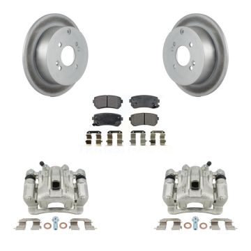 Rear Brake Caliper Coat Rotors Ceramic Pad Kit For 2006-2007 Hyundai Accent Kia Rio5 Rio KCG-100232T