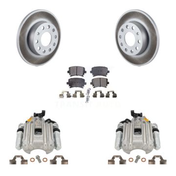 Rear Disc Brake Caliper Coated Rotors And Semi-Metallic Pads Kit For Volkswagen Jetta KCG-100233P