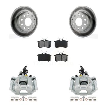 Rear Disc Brake Caliper Coat Rotor And Semi-Metallic Pad Kit For Volkswagen Jetta Beetle KCG-100233S