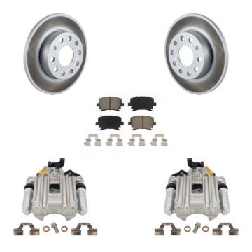 Rear Disc Brake Caliper Coated Rotors And Ceramic Pads Kit For Volkswagen Jetta KCG-100234C