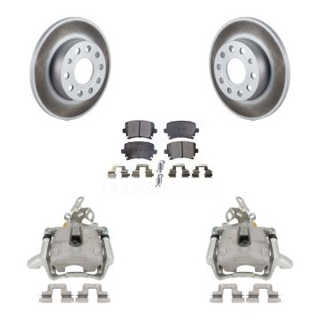 Rear Disc Brake Caliper Coat Rotor And Semi-Metallic Pad Kit For Volkswagen Jetta Rabbit KCG-100234P