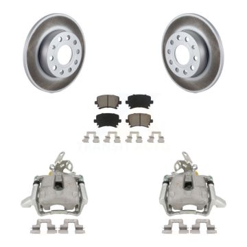 Rear Disc Brake Caliper Coated Rotors And Ceramic Pads Kit For Volkswagen Jetta Rabbit KCG-100235C