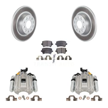 Rear Disc Brake Caliper Coated Rotors And Semi-Metallic Pads Kit For Volkswagen Jetta KCG-100237P